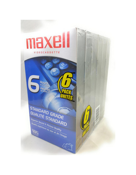 Cinta de Video VHS Maxell T-120 Grado Estándar - 6 Paquete