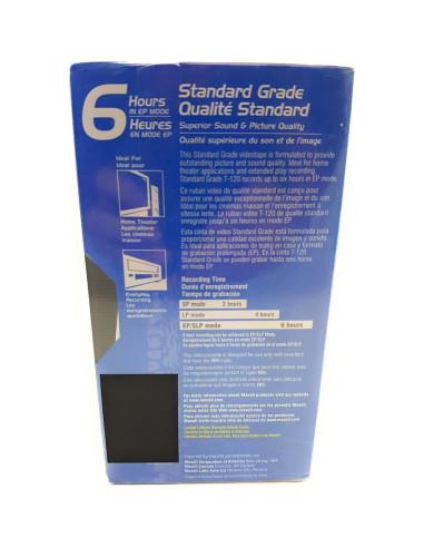 Cinta de Video VHS Maxell T-120 Grado Estándar - 6 Paquete