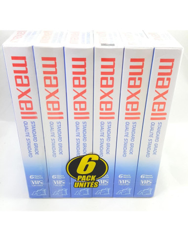 Cinta de Video VHS Maxell T-120 Grado Estándar - 6 Paquete