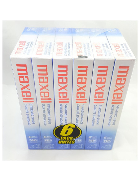 Cinta de Video VHS Maxell T-120 Grado Estándar - 6 Paquete