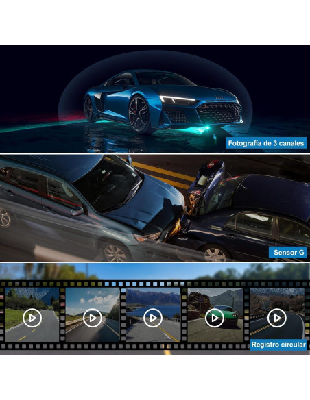 Cámara de tablero dual 4K Genérico con WiFi y 128GB