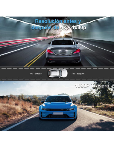 Cámara de tablero dual 4K Genérico con WiFi y 128GB