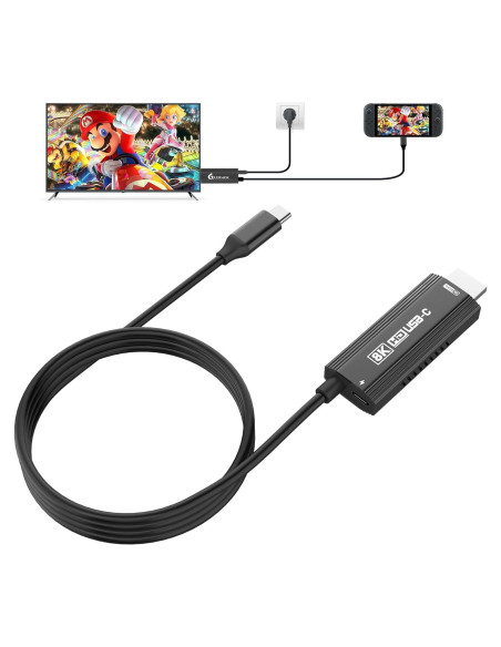 Adaptador HDMI USB-C Guermok para Switch 2 8K 60Hz 100W Negro