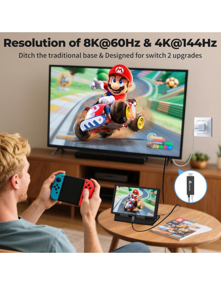 Adaptador HDMI USB-C Guermok para Switch 2 8K 60Hz 100W Negro