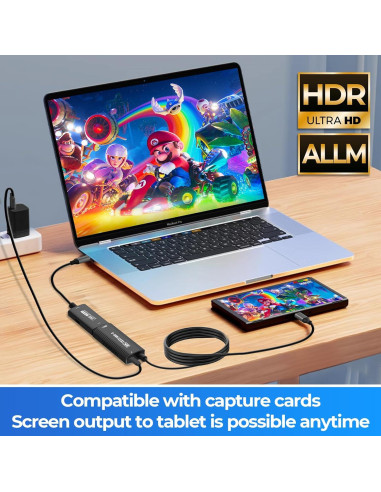 Adaptador HDMI USB-C Guermok para Switch 2 8K 60Hz 100W Negro