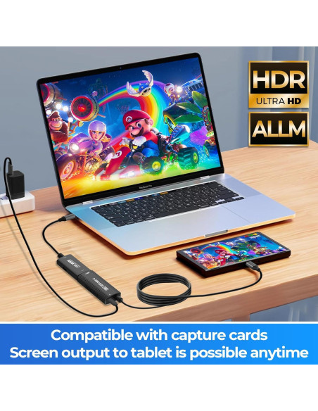 Adaptador HDMI USB-C Guermok para Switch 2 8K 60Hz 100W Negro