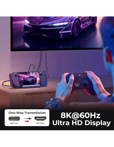 Adaptador HDMI USB-C Guermok para Switch 2 8K 60Hz 100W Negro