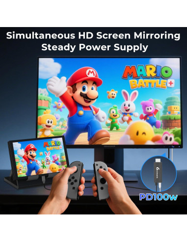 Adaptador HDMI USB-C Guermok para Switch 2 8K 60Hz 100W Negro