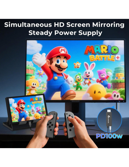 Adaptador HDMI USB-C Guermok para Switch 2 8K 60Hz 100W Negro