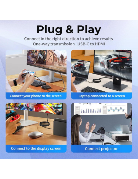 Adaptador HDMI USB-C Guermok para Switch 2 8K 60Hz 100W Negro