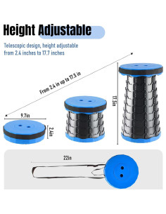 Juego de 2 Taburetes Plegables Doseno Azul 44.5 cm Ajustables 2
