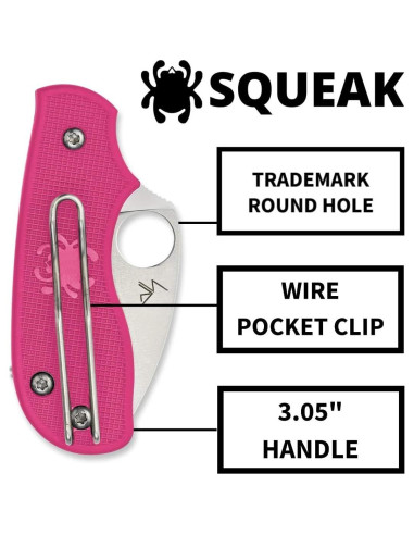 Cuchillo Spyderco Squeak SLIPIT Rosa 5.08 cm Acero N690Co
