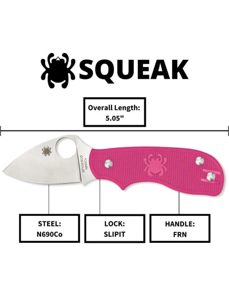 Cuchillo Spyderco Squeak SLIPIT Rosa 5.08 cm Acero N690Co