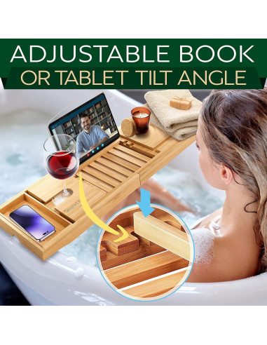 Bandeja de baño de bambú SereneLife ajustable 105.4 cm