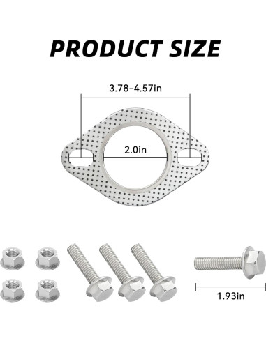Juego de 2 Juntas de Escape Tioollev 5.08 cm con Tornillos