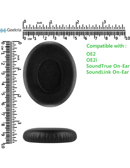 Almohadillas de Reemplazo Geekria para Auriculares Bose OE2, Negro