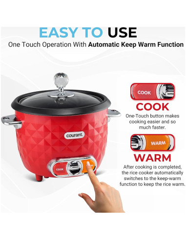Cocedor de Arroz Courant 10 Tazas con Vaporera y Mantener Caliente