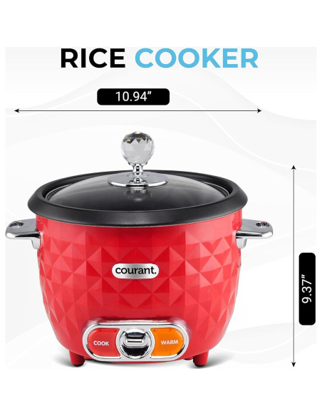 Cocedor de Arroz Courant 10 Tazas con Vaporera y Mantener Caliente