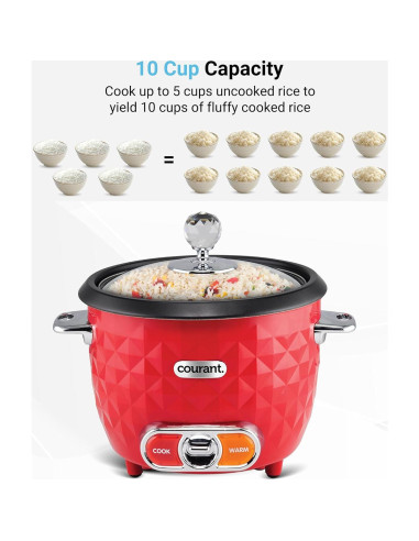 Cocedor de Arroz Courant 10 Tazas con Vaporera y Mantener Caliente