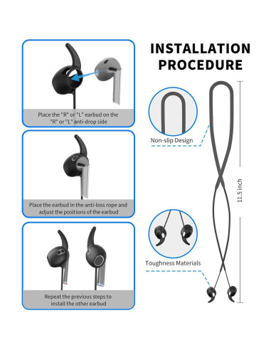 Correa Antipérdida de Silicona para Galaxy Buds 3 - Negro