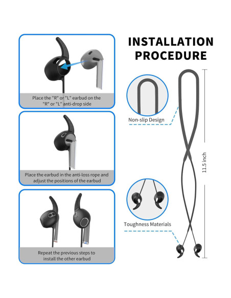 Correa Antipérdida de Silicona para Galaxy Buds 3 - Negro