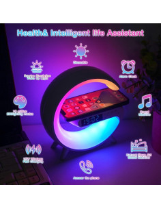 Mini Altavoz Inalámbrico LeeNabao con Luz y Reloj - Negro 2