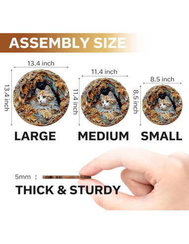 Rompecabezas 3D de Madera Jigfoxy Gato 100 Piezas 21.6cm