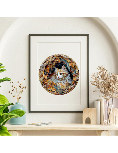 Rompecabezas 3D de Madera Jigfoxy Gato 100 Piezas 21.6cm