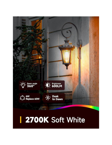 Bombillas LED Exterior UNILAMP 6W E26 2700K Sensor Crepúsculo