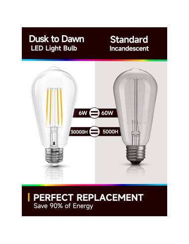 Bombillas LED Exterior UNILAMP 6W E26 2700K Sensor Crepúsculo