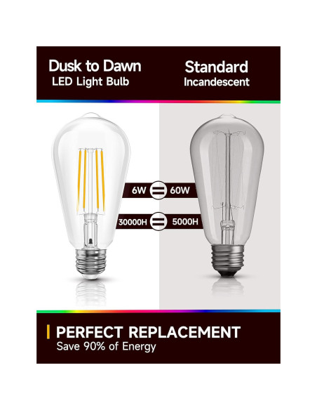 Bombillas LED Exterior UNILAMP 6W E26 2700K Sensor Crepúsculo