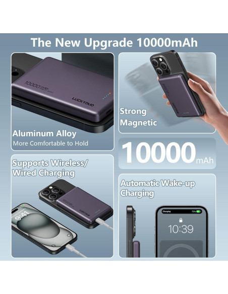 Cargador Portátil Magnético LUCKYDUO 10000mAh Inalámbrico 20W