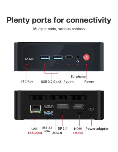 Mini PC Beelink SER5, Ryzen 5 5500U, 16GB RAM, 500GB SSD