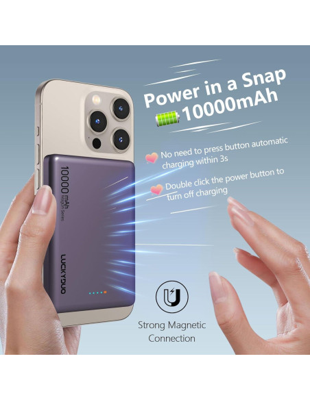 Cargador Portátil Magnético LUCKYDUO 10000mAh Inalámbrico 20W