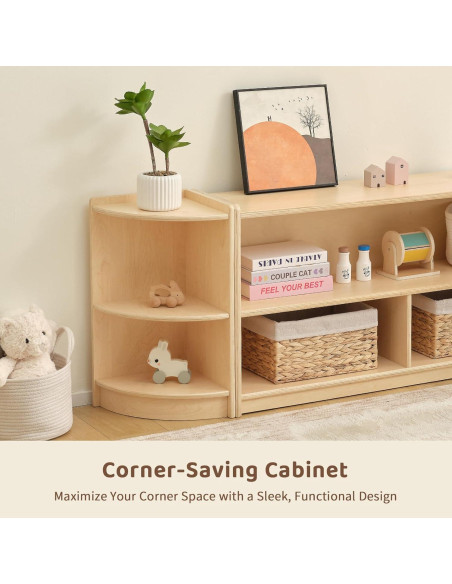 Armario de Esquina OOOK BCOK065, Estante Montessori 2 Niveles