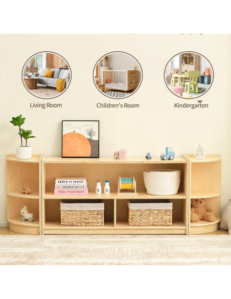 Armario de Esquina OOOK BCOK065, Estante Montessori 2 Niveles