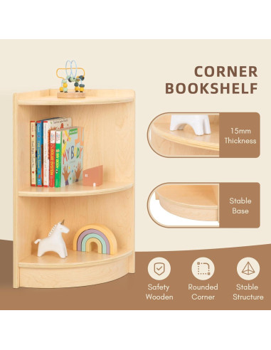 Armario de Esquina OOOK BCOK065, Estante Montessori 2 Niveles