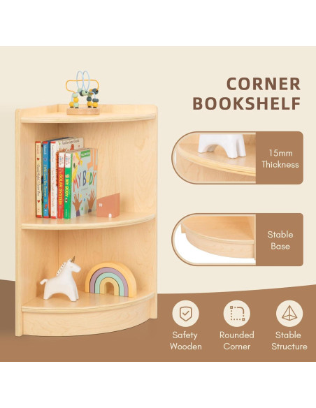 Armario de Esquina OOOK BCOK065, Estante Montessori 2 Niveles