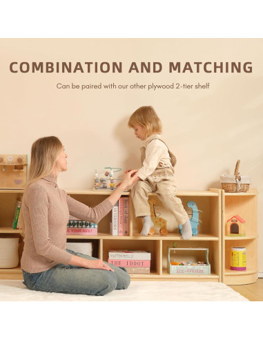 Armario de Esquina OOOK BCOK065, Estante Montessori 2 Niveles
