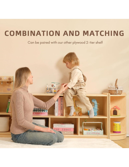 Armario de Esquina OOOK BCOK065, Estante Montessori 2 Niveles