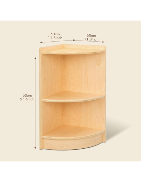 Armario de Esquina OOOK BCOK065, Estante Montessori 2 Niveles