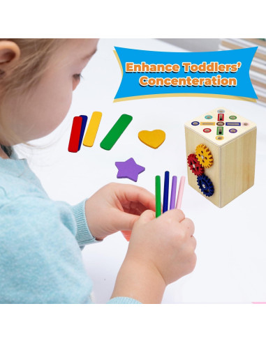 Juguete de Madera Montessori Qurylio 2 en 1 para Niños 3-5 Años