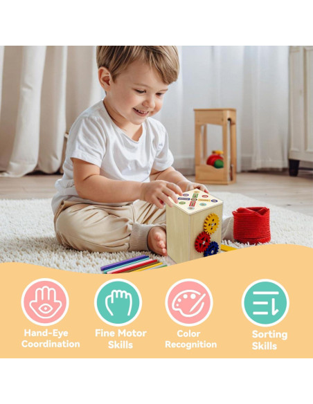 Juguete de Madera Montessori Qurylio 2 en 1 para Niños 3-5 Años