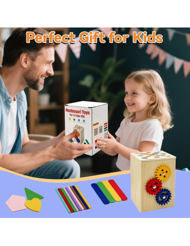 Juguete de Madera Montessori Qurylio 2 en 1 para Niños 3-5 Años