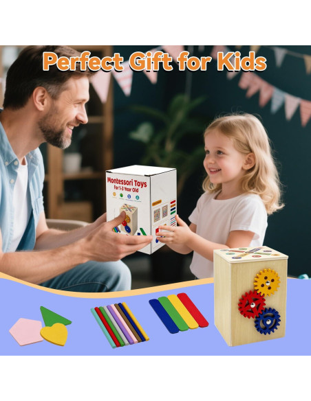 Juguete de Madera Montessori Qurylio 2 en 1 para Niños 3-5 Años