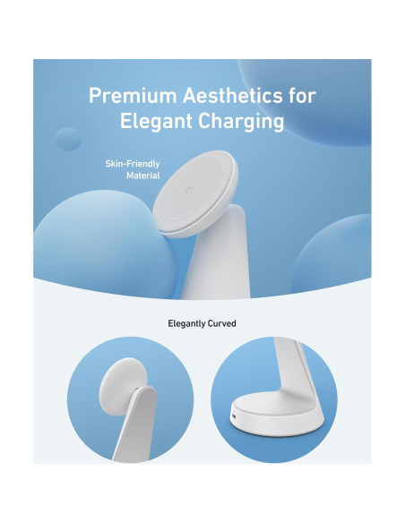 Cargador Inalámbrico 2-en-1 Anker MagSafe 15W Ajustable Blanco Cargador Inalámbrico 2-en-1 Anker MagSafe 15W Ajustable Blanco