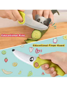 Cuchillo de cocina para niños ZLemma con anillo educativo verde 2