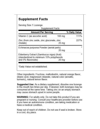 Pastillas de Zinc y Vitamina C Swanson 200 ml Sabor Naranja
