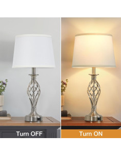 Juego de 2 Lámparas de Mesa EJIAXIN con Puertos USB y Bombillas LED 2