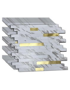 Azulejos Autoadhesivos Weimeisc 10 Hojas Mármol Blanco Oro